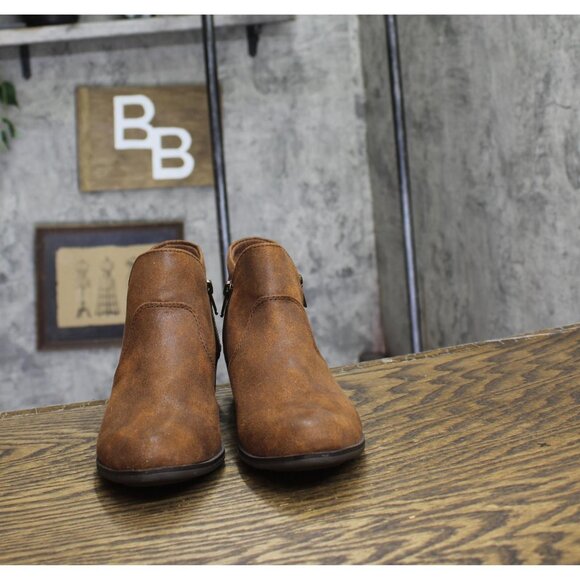 Sun + Stone Womens Adelinee Double Zip Ankle Booties Brown 5M - Picture 4 of 11